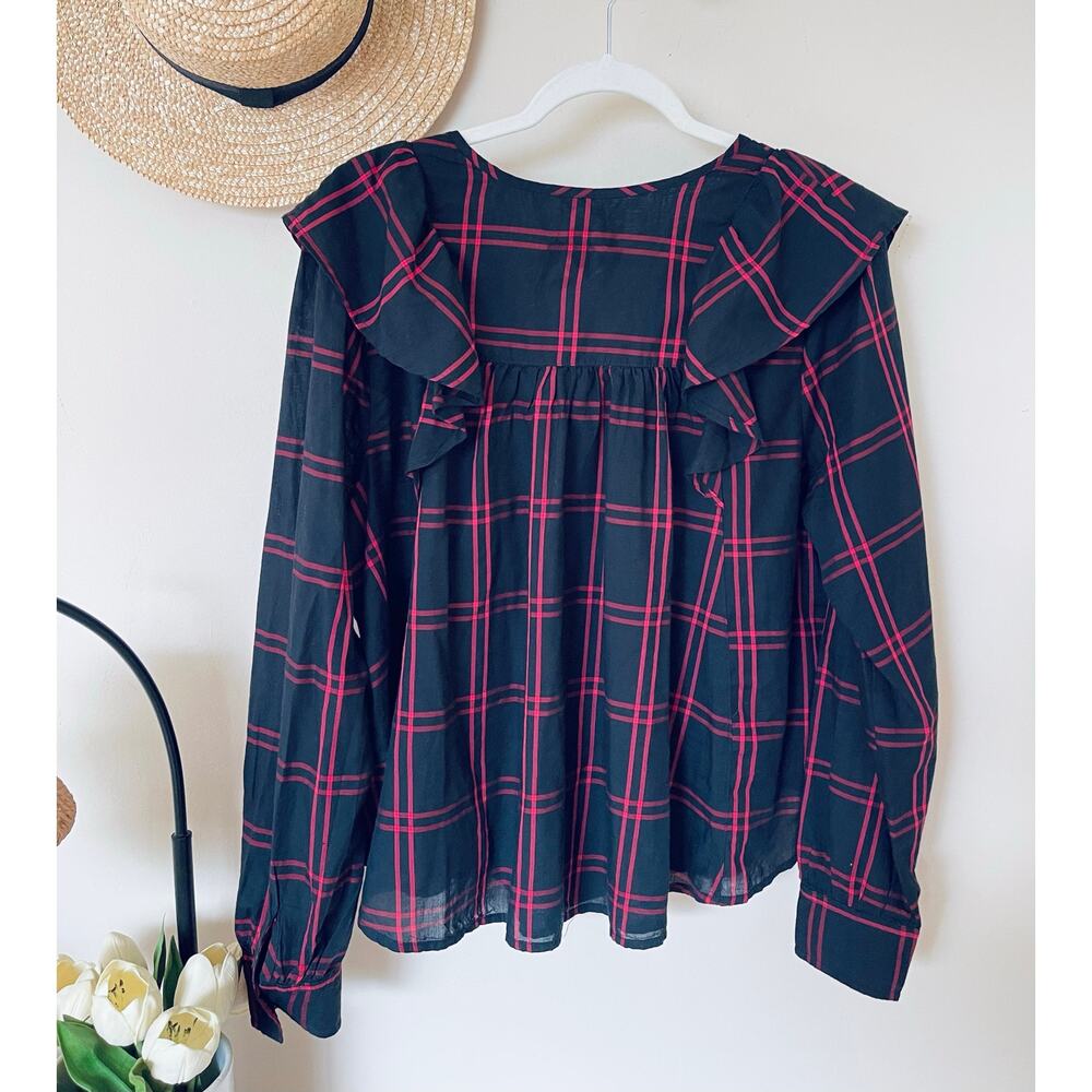 GAP Cascade Ruffle Plaid Top - Picture 4 of 6
